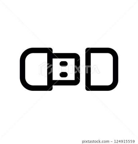 Line icon showing a universal serial bus flash storage drive presented in a horizontal orientation 124915559