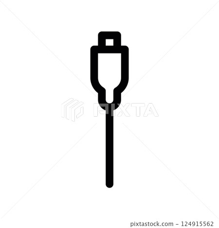 Line icon depicting a smaller type universal serial bus connector plug, like micro or mini Line icon depicting a smaller type universal serial bus connector plug, like micro or mini 124915562