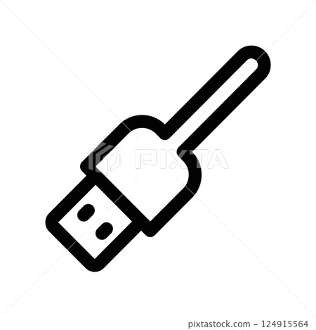 Line icon providing an angled perspective view of a standard Type A universal serial bus plug 124915564