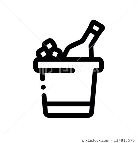 A clean pictogram focused on a topic champagne in a bucket A clean pictogram focused on a topic champagne in a bucket 124915576