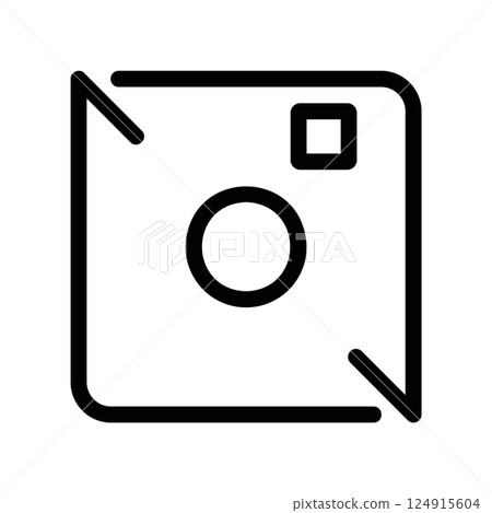 Simple square camera lens outline representing photography or image capture Simple square camera lens outline representing photography or image capture 124915604