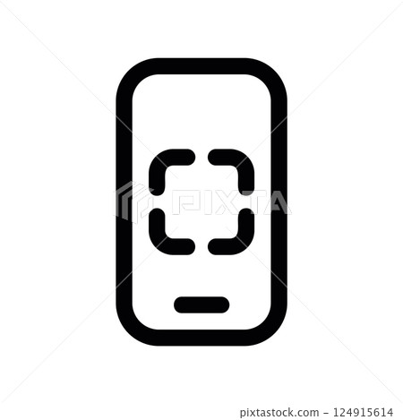 Smartphone screen showing a simple focus frame for camera application Smartphone screen showing a simple focus frame for camera application 124915614