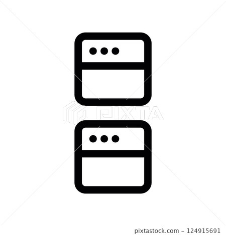 Outline symbol representing two compact application widgets stacked vertically arrangement 124915691