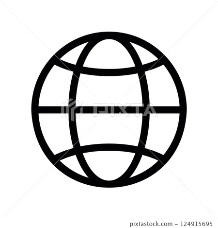 Outline globe symbol representing internet access and global web browsing capability 124915695