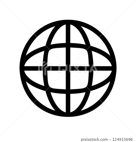 Black wireframe earth globe icon often used for language selection menu Black wireframe earth globe icon often used for language selection menu 124915696