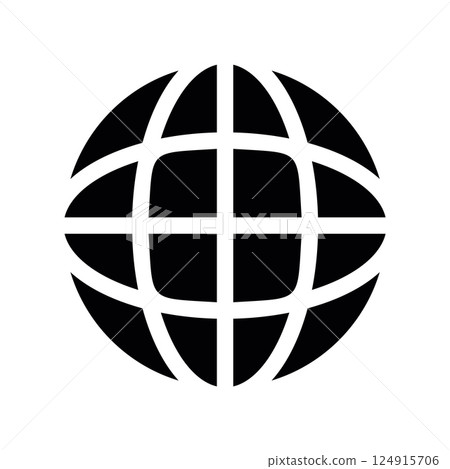 Solid black globe symbol with grid commonly used for internet or language options Solid black globe symbol with grid commonly used for internet or language options 124915706