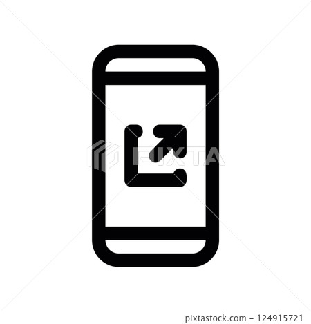 Outline smartphone screen displaying an external link or open in new arrow icon 124915721