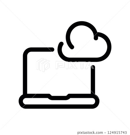 Laptop computer connected to a cloud computing or storage service Laptop computer connected to a cloud computing or storage service 124915743