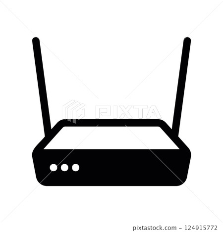 Solid style wireless router device icon for network connectivity hardware Solid style wireless router device icon for network connectivity hardware 124915772