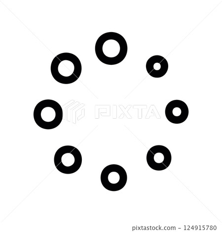 Outline style circular dotted loading spinner indicating process wait time 124915780