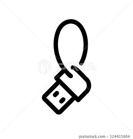Outline style USB flash drive with an attached carrying lanyard loop 124915804