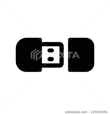 Icon displaying a universal serial bus flash drive body and its cap as separate pieces 124915858