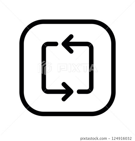 A clear graphic sign related to the theme turn, square arrow Reconnect 124916032