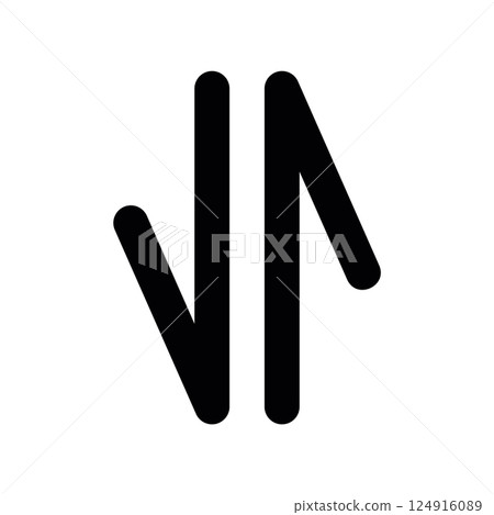 Black outline icon featuring arrows pointing both up and down 124916089
