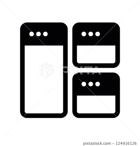 Outline icon representing multiple tiled application windows arranged on screen layout 124916126