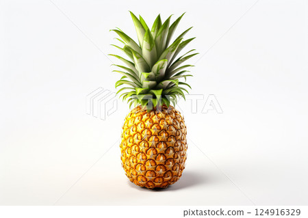 Close up of a pineapple on a white background Close up of a pineapple on a white background 124916329