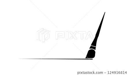 Cartoon paintbrush with brush stroke. Black paint brush logo. Vector Cartoon paintbrush with brush stroke. Black paint brush logo. Vector 124916814