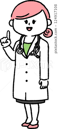 A female doctor pointing (whole body) 124917108