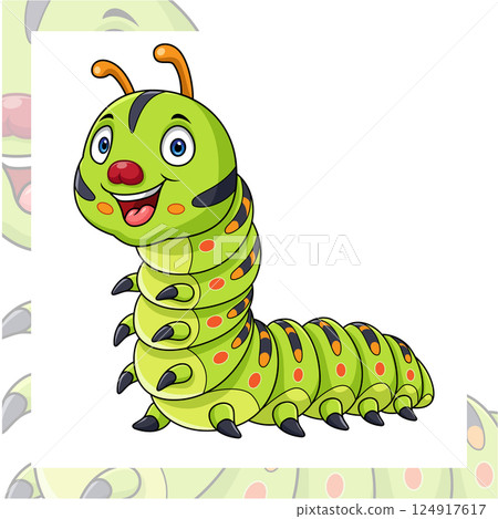 Cartoon caterpillar isolated on white background 124917617