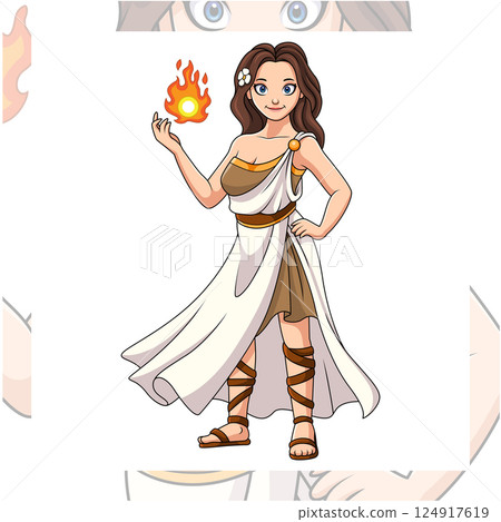 Cartoon hestia greek mythology on white background 124917619