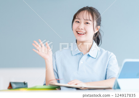 Female student posing for attention Female student posing for attention 124917835