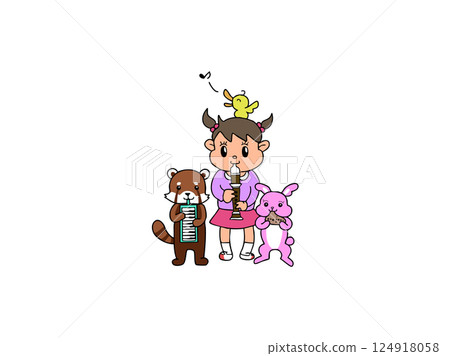 演奏音樂的女孩 124918058