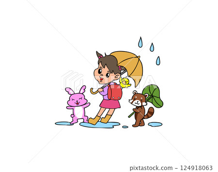 A girl with an umbrella 124918063