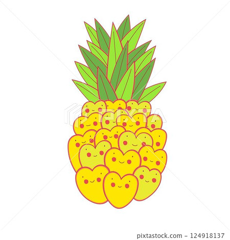 Pineapple fruits. Vector illustration cartoon flat icon isolated on white. 124918137