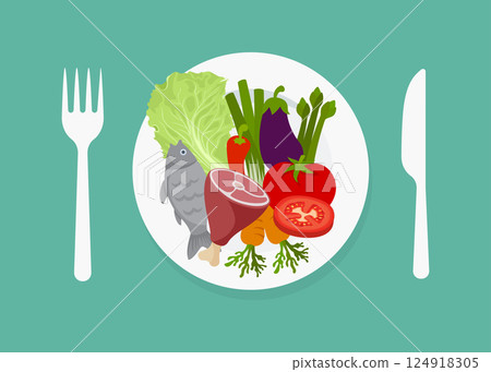 Healthy food concept flat design stock... - Stock Illustration ...