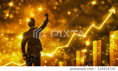 Golden Growth - A vision of business success leading to a bright future 124918720