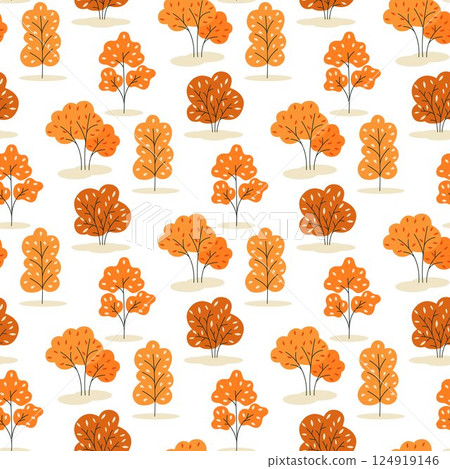 Cozy autumn seamless pattern with trees 124919146