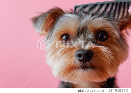 Dog enjoys pampering during grooming session at Pet Spa 124919553