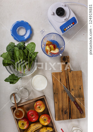Ingredients for smoothie from fresh fruits 124919881