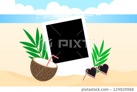 Photo Frame with Summer Sea Background Photo Frame with Summer Sea Background 124920988