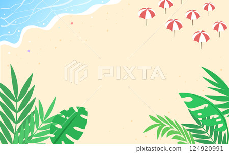 Summer Sea Background with Parasol on the Beach 124920991