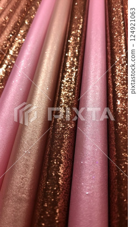 Glitter bokeh of satin fabric for background. Textile close up Glitter bokeh of satin fabric for background. Textile close up 124921063