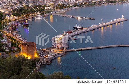Alanya, Turkey. Evening harbor view 124921334