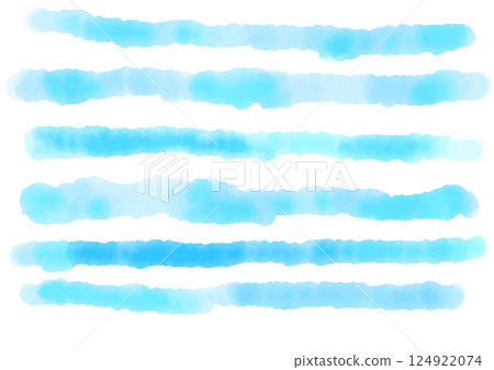Watercolor hand-drawn line set, blue Watercolor hand-drawn line set, blue 124922074