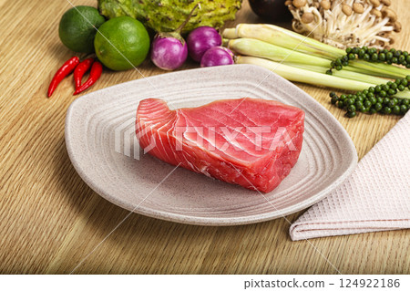 Raw fresh tuna steak for grill 124922186