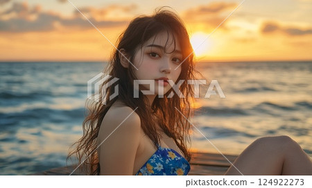 A woman in a bathing suit 124922273