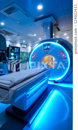Sophisticated medical scanning machine such as MRI or CT scanner 124922411