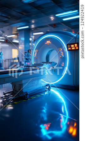 Sophisticated medical scanning machine such as MRI or CT scanner Sophisticated medical scanning machine such as MRI or CT scanner 124922419