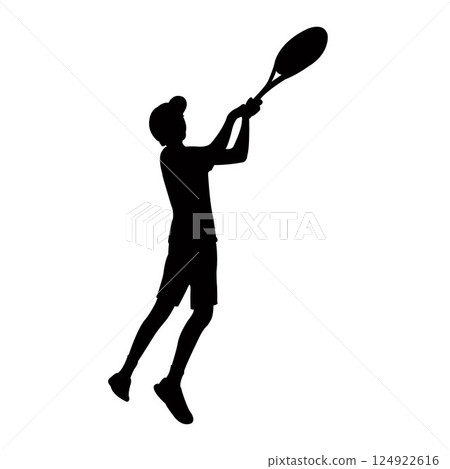 a tennis player boy, silhouette vector 124922616