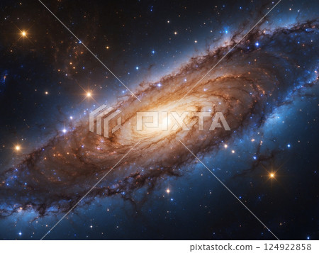 View of the Andromeda Galaxy in the universe. The andromeda galaxy is visible to the naked eye in dark sky. 124922858