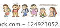 Elementary school student carrying a school bag 124923052