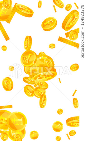 Swiss franc coins falling. Gold scattered CHF coins. Switzerland money. Great business success concept. Vector illustration. Swiss franc coins falling. Gold scattered CHF coins. Switzerland money. Great business success concept. Vector illustration. 124923279