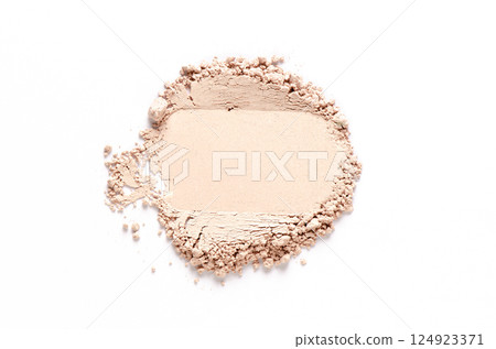 A sample of dry cosmetic clay for a mask or cosmetic powder. White background A sample of dry cosmetic clay for a mask or cosmetic powder. White background 124923371
