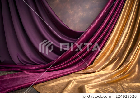 purple velvet curtain on theater stage 124923526