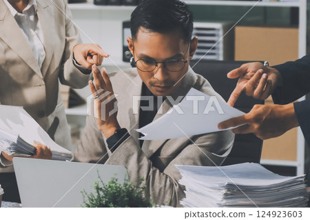 Large group of worried business people having a meeting. 124923603
