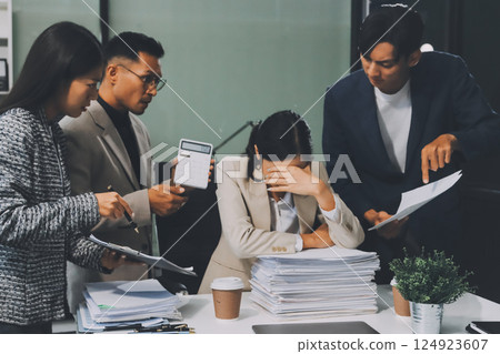 Large group of worried business people having a meeting. Large group of worried business people having a meeting. 124923607